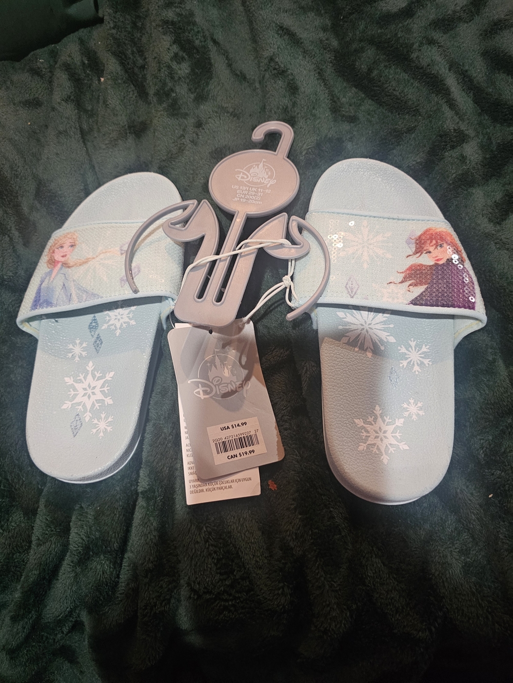 Disney Frozen Elsa & Anna Light Blue Slide Sandals
